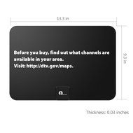 1byone Amplified HDTV Antenna - 50 Mile Range with Detachable Amplifier Power Supply and 10ft Coax Cable N2