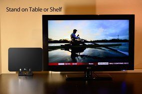1byone Amplified HDTV Antenna - 50 Mile Range with Detachable Amplifier Power Supply and 10ft Coax Cable N5