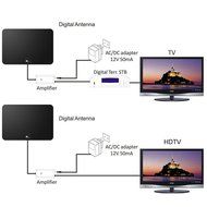 1byone Amplified HDTV Antenna - 50 Mile Range with Detachable Amplifier Power Supply and 10ft Coax Cable N7