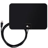 1byone Amplified HDTV Antenna - 50 Mile Range with Detachable Amplifier Power Supply and 10ft Coax Cable N8