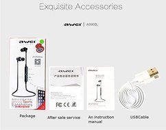 Awei A990BL Noise Isolation 4.0 Bluetooth Waterproof Sport Mic Earphone For iPhone 6S Plus Samsung Color Gold N3