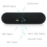 Pill Shape Portable Bluetooth Wireless Speaker with FM Radio, Micro SD, Line In. Built in Microphone, Rechargeable... N6