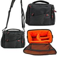 DURAGADGET Durable Water-Resistant Shoulder / Messenger Bag in Black &amp; Orange for NEW JBL Pulse 2 / JBL Pulse...