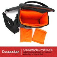 DURAGADGET Durable Water-Resistant Shoulder / Messenger Bag in Black &amp; Orange for NEW JBL Pulse 2 / JBL Pulse... N4
