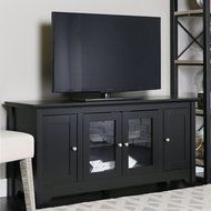 Walker Edison 53&quot; Wood TV Stand Console with Storage, Black