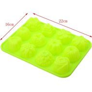 DUFUSTORE Chocolate Cake Candy Baking Silicone Bakeware Mould 12pcs Flower Pattern Random Color N3