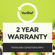 VonShef Professional 5 Piece Mixing Bowl Set - Stainless Steel with Lids, Non-Slip Surface and 3 Grater Attachments N7