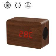 Rubility Wireless Bluetooth Wooden Speaker with LED Alarm Clock Display Mega Bass, Wireless Speaker Works With... N2