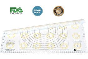 Extra Large Silicone Pastry Mat with Measurements and Conversion Charts, 29.6&quot; x 20.5&quot; Non-Stick Non-Slip, XL... N22