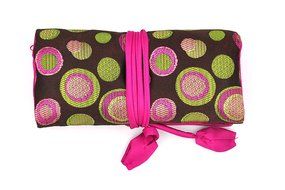 iSuperb&reg; Travel Jewelry Roll Polka Dot with Silk Embroidery Brocade Elegant and Bold Travel Jewelry Case (Polka...
