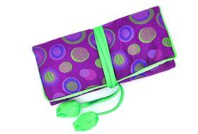 iSuperb&reg; Travel Jewelry Roll Polka Dot with Silk Embroidery Brocade Elegant and Bold Travel Jewelry Case (Polka... N4