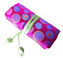iSuperb&reg; Travel Jewelry Roll Polka Dot with Silk Embroidery Brocade Elegant and Bold Travel Jewelry Case (Polka... N7