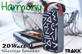 TRAKK Harmony New Model 20W 360 Degree Sound Durable Art Fabric Portable Bluetooth Speaker with Power Bank Immersive... N22