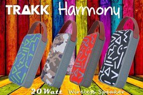 TRAKK Harmony New Model 20W 360 Degree Sound Durable Art Fabric Portable Bluetooth Speaker with Power Bank Immersive... N23