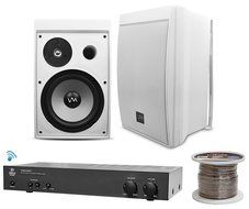 Bluetooth Outdoor PA Speakers - 2 VM Audio 8-Inch Speakers with Pyle 2000BT Amp with Wire