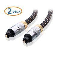 Cable Matters Gold Plated Toslink Digital Optical Audio Cable with Metal Connectors and Braided Jacket 6 Feet N6
