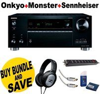 Onkyo TX-RZ710 7.2 Channel Network A/V Receiver + Monster Home Theater Accessory Bundle + Sennheiser HD201 Headphones...