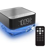 Portable Wireless Bluetooth Speaker With Clock Alarm Enhanced Bass Radio For iPhone iPad Tablet Color White&amp;Silver