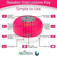 Abco Tech Water Resistant Wireless Bluetooth Shower Speaker with Suction Cup and Hands-Free Speakerphone, Aqua N44