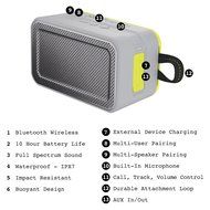 Skullcandy Barricade XL Bluetooth Wireless Portable Speaker, Gray/Hot Lime N5