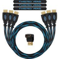 Twisted Veins 6ft High Speed HDMI 3 Pack (includes Three 6' cables, Right Angle Adapter, Velcro Ties) - Latest...