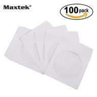 100 Pack Maxtek Premium Thick White Paper CD DVD Sleeves Envelope with Window Cut Out and Flap, 100g Heavy Weight.