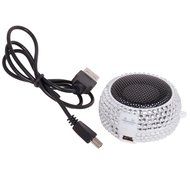 Crystal Mini Hamburger Capsule Speaker USB Rechargeable Portable Audio (Silver) N4