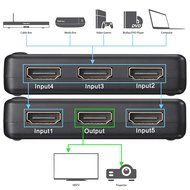Fosmon HD1832 Intelligent 5x1 5-Port HDMI Switch/Switcher with IR Remote and AC Adapter Supports 3D N4