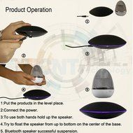Aolyty Portable Wireless Floating Levitation Bluetooth Speaker Ellipse Egg Shape White N3
