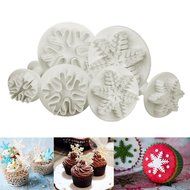 ilauke 6PCS Snowflake Cookie Cutters Decorating Fondant Embossing Tool Snowflake Plunger Cake Cutter N2