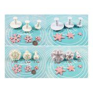 ilauke 6PCS Snowflake Cookie Cutters Decorating Fondant Embossing Tool Snowflake Plunger Cake Cutter N7