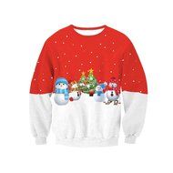 AIMTOPPY Women Long Sleeve Pullover Sweatshirt Santa Claus Christmas T-Shirt Tops (L, Red)