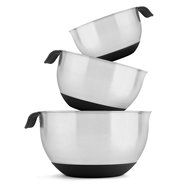 Bl&uuml;mwares 18/10 Stainless Steel Mixing Bowls with Handle and Spout, Set of 3 (Black) N2