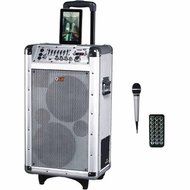 QFX Portable Battery-Powered PA Bluetooth Speaker, White