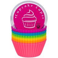 Globally Good Silicone Baking Cups / Cupcake Liners - 12 Premium Reusable Muffin Molds in Storage Container