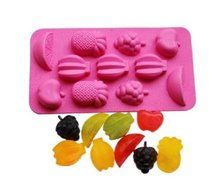 DGI MART Practical Kitchen Use Accessories 11-Cavity Cute Fruits Banana Pineapple Orange Apple Shaped Ice Chocolate...