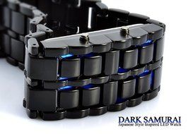 Metal Bracelet LED Men&#039;s Watch &quot;Dark Samurai&quot; - Blue LED N5