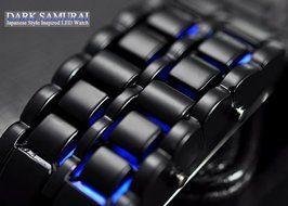 Metal Bracelet LED Men&#039;s Watch &quot;Dark Samurai&quot; - Blue LED N6