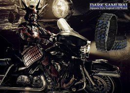 Metal Bracelet LED Men&#039;s Watch &quot;Dark Samurai&quot; - Blue LED N9