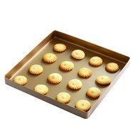 Astra shop Classic Nonstick Square Pan Cookie Sheet Aluminium Alloy Bakeware (11 x 11 x 1.2 Inch, Gold) N2