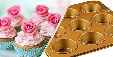 12 Cavity Gold Non Stick Cartoon Rabbit Cake Mold Cute Baking Pan 9inch N8