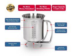 Stainless Steel Pancake &amp; Cake Batter Dispenser Bundle with Measuring Label for Making Pancakes, Crepes &amp; Waffles... N2