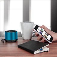 kwmobile Mini Wireless Bluetooth speaker with Micro SD card, FM Radio and microphone in blue for iPhone, iPad,... N3