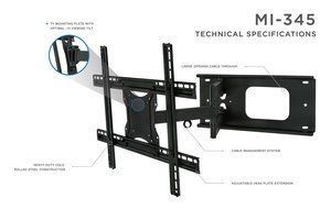 Mount-It! MI-345 Swivel Full Motion Articulating Tilting Low-Profile TV Wall Mount Corner Bracket for 32 - 65... N5