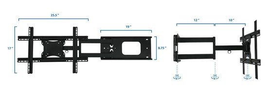 Mount-It! MI-345 Swivel Full Motion Articulating Tilting Low-Profile TV Wall Mount Corner Bracket for 32 - 65... N8