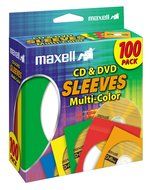 Maxell Multi-Color CD/DVD Sleeves - 100 Pack (190132) N2