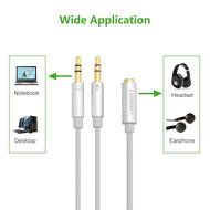 Ugreen Gold Plated 3.5mm Female to 2 Male Headphone Mic Audio Y Splitter Cable with Separate Headphone / Microphone... N6