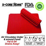 Non Stick Heat Resistant Raised Pyramid Shaped Silicone Baking, Roasting Mats - 16 Inches X 11.5 Inches - Red