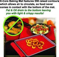 Non Stick Heat Resistant Raised Pyramid Shaped Silicone Baking, Roasting Mats - 16 Inches X 11.5 Inches - Red N2