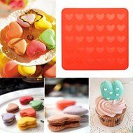 Silicone Macaron macaroon Baking Sheet Mat Muffin DIY Chocolate Cookie Mould Mode - 30 Capacity (heart)